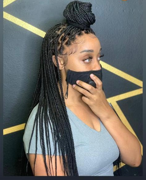 Shade Knotless Braid Wig, Swiss Full Lace, Color 1B (Ready To Ship) - Plush Fashion Hub