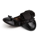Black flats shoes by Plush Fashion Hub featuring sleek design and comfortable slip-on style.
