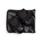 Black flats shoes by Plush Fashion Hub featuring a sleek design and comfortable slip-on style.