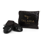 Black flats shoes by Plush Fashion Hub with a sleek, minimalist design and comfortable slip-on style.