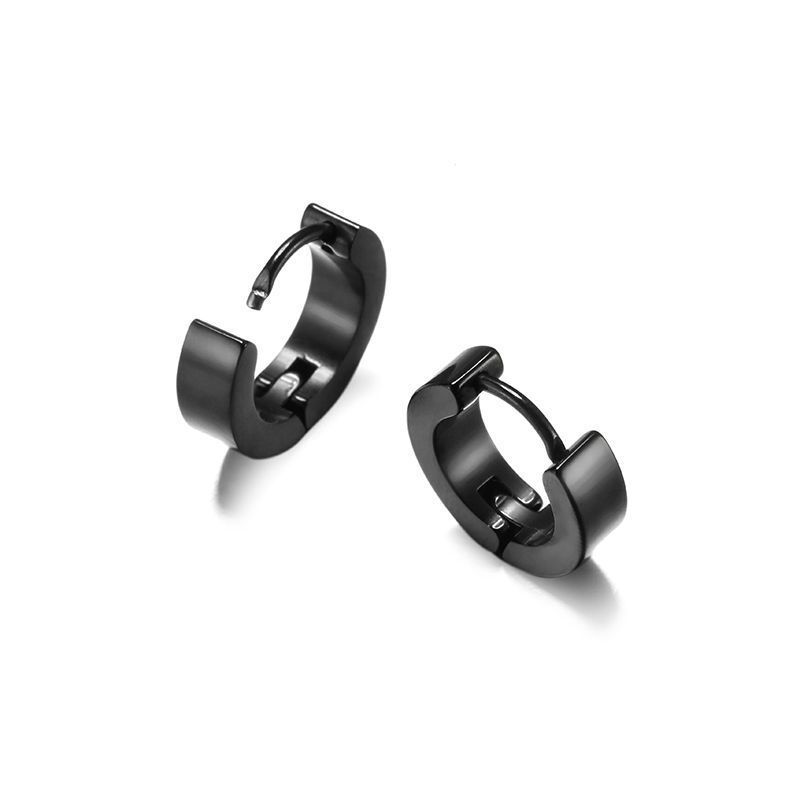 Simple electroplated stainless steel earrings with sleek, minimalist design, showcasing smooth metal finish and modern style.