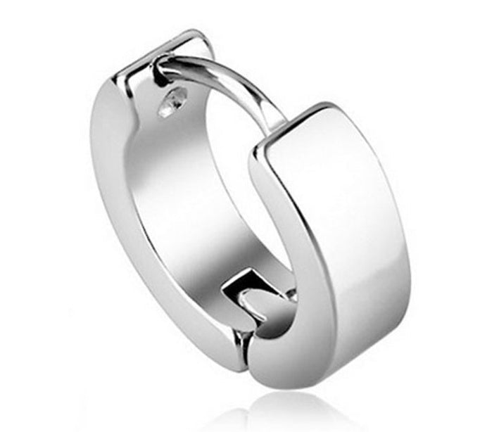 Electroplated stainless steel earrings with a sleek, simple design, showcasing polished and shiny surface.