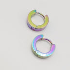 Simple electroplated stainless steel earrings with a sleek design, featuring a shiny finish and minimalist style.