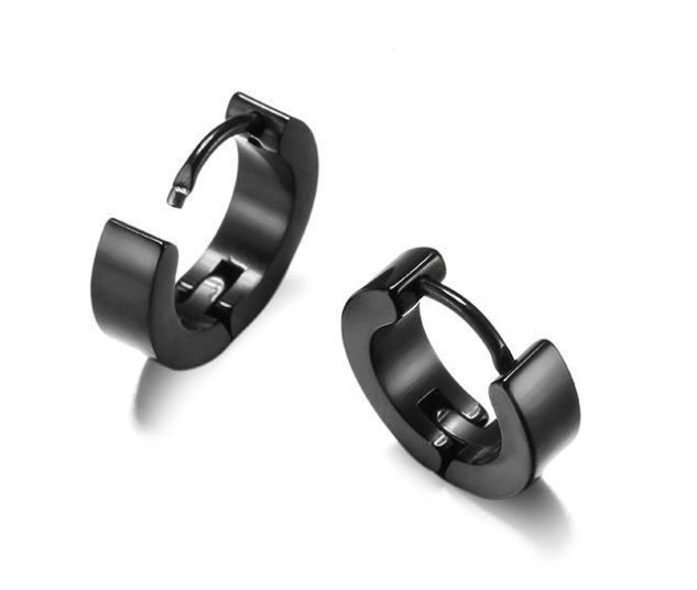 Simple electroplated stainless steel earrings with sleek design, showcasing shiny, smooth metal surface and modern style.