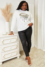Women's Simply Love graphic print dropped shoulder sweatshirt with round neck, casual women's apparel by Trendsi.