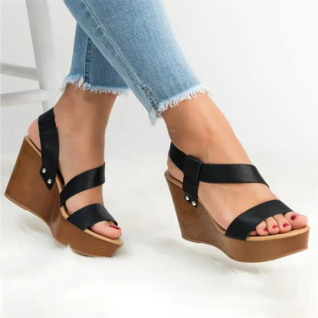 Women's summer casual slip-on wedge high heels by Trendy Attic Store01, featuring a comfortable, stylish design for warm-weather wear.