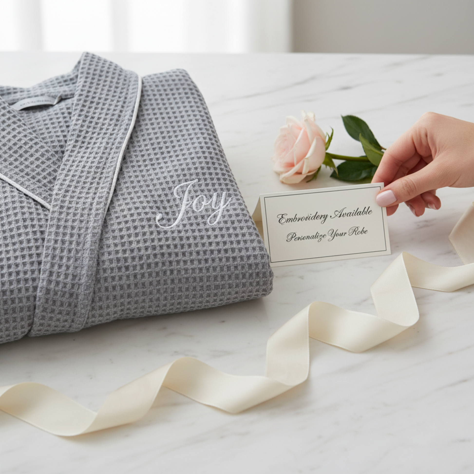 Women’s Waffle Piping Bathrobe – Lightweight Spa-Style Comfort - Plush Fashion Hub