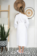 Lightweight plush women's waffle robe by Plush Fashion Hub, featuring quick-dry spa comfort and a relaxed fit.