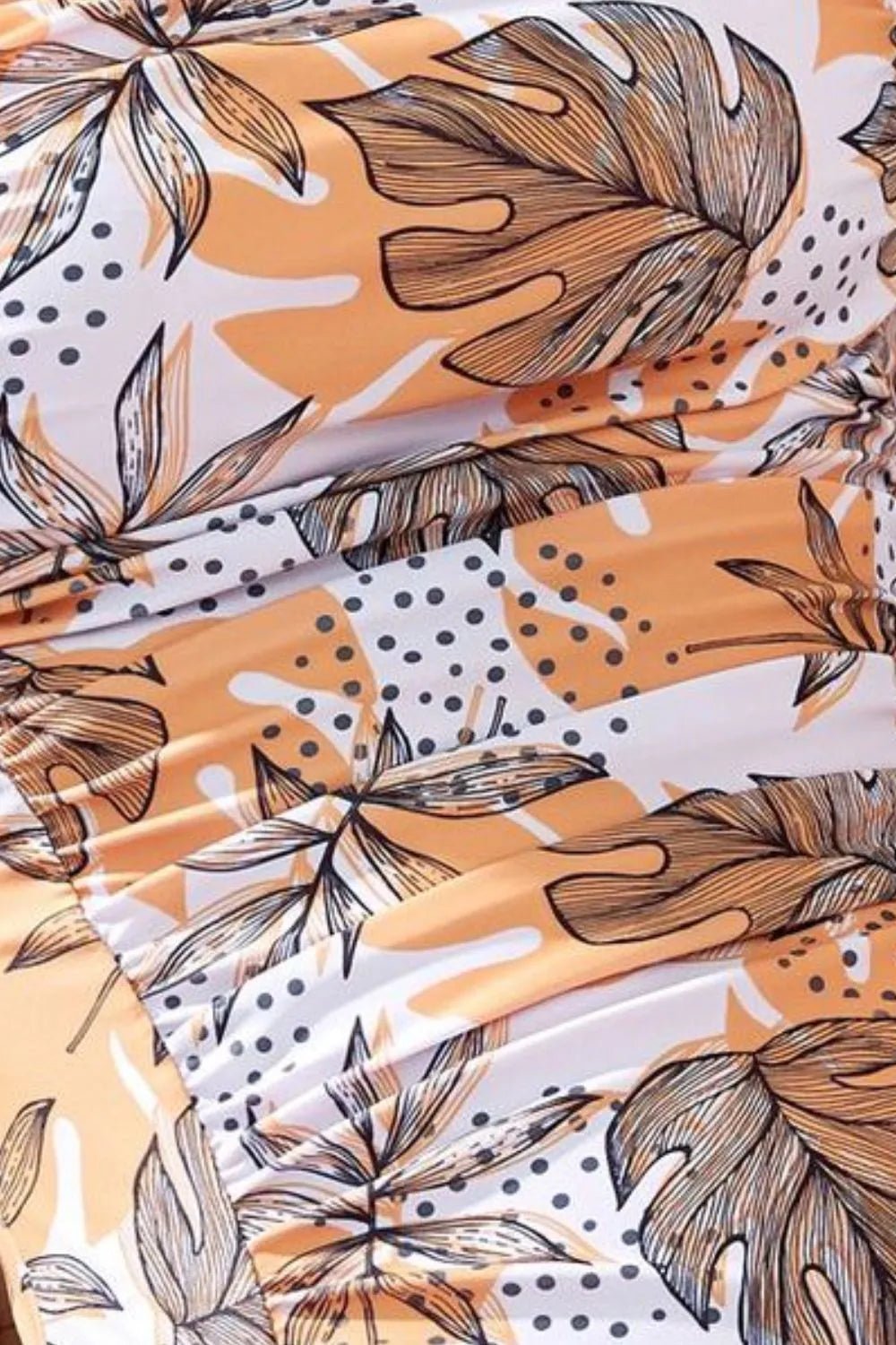 Square-neck printed one-piece swimwear and cover-up set by Plush Fashion Hub, perfect for casual beach or poolside wear.