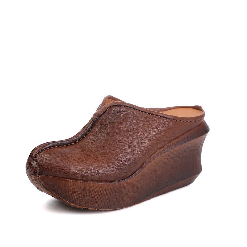 Close-up of Plush Fashion Hub summer chunky heel platform closed-toe shoes showing beige color and stylish design.
