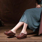 Plush Fashion Hub summer chunky heel platform closed-toe shoes with a stylish design and comfortable fit.