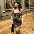 Plush Fashion Hub summer strapless printed tube dress, slim fit bodycon mini, casualwear perfect for warm weather.
