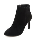 Women's black super high heel pointed toe ankle boots from Trendy Attic Store01, showcasing sleek design and stylish silhouette.