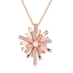 Silver Christmas snowflake necklace with diamond accents, featuring intricate snowflake design and sparkling gemstone details.