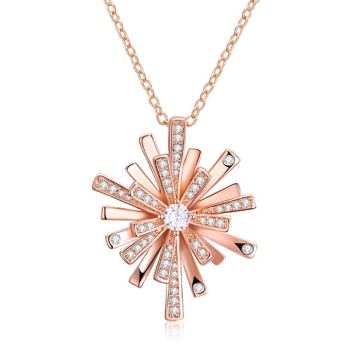 Plush Fashion Hub Christmas snowflake necklace with diamond accents, featuring a sparkling snowflake pendant on a delicate chain