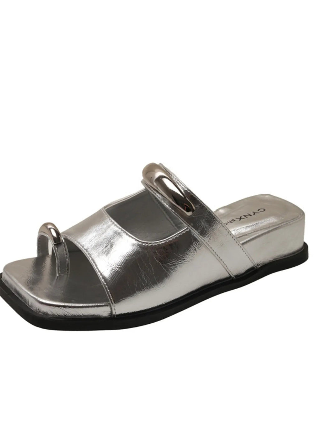 Women's toe-loop cutout platform sandals made of comfortable PU leather, featuring a stylish slide design from Trendsi.