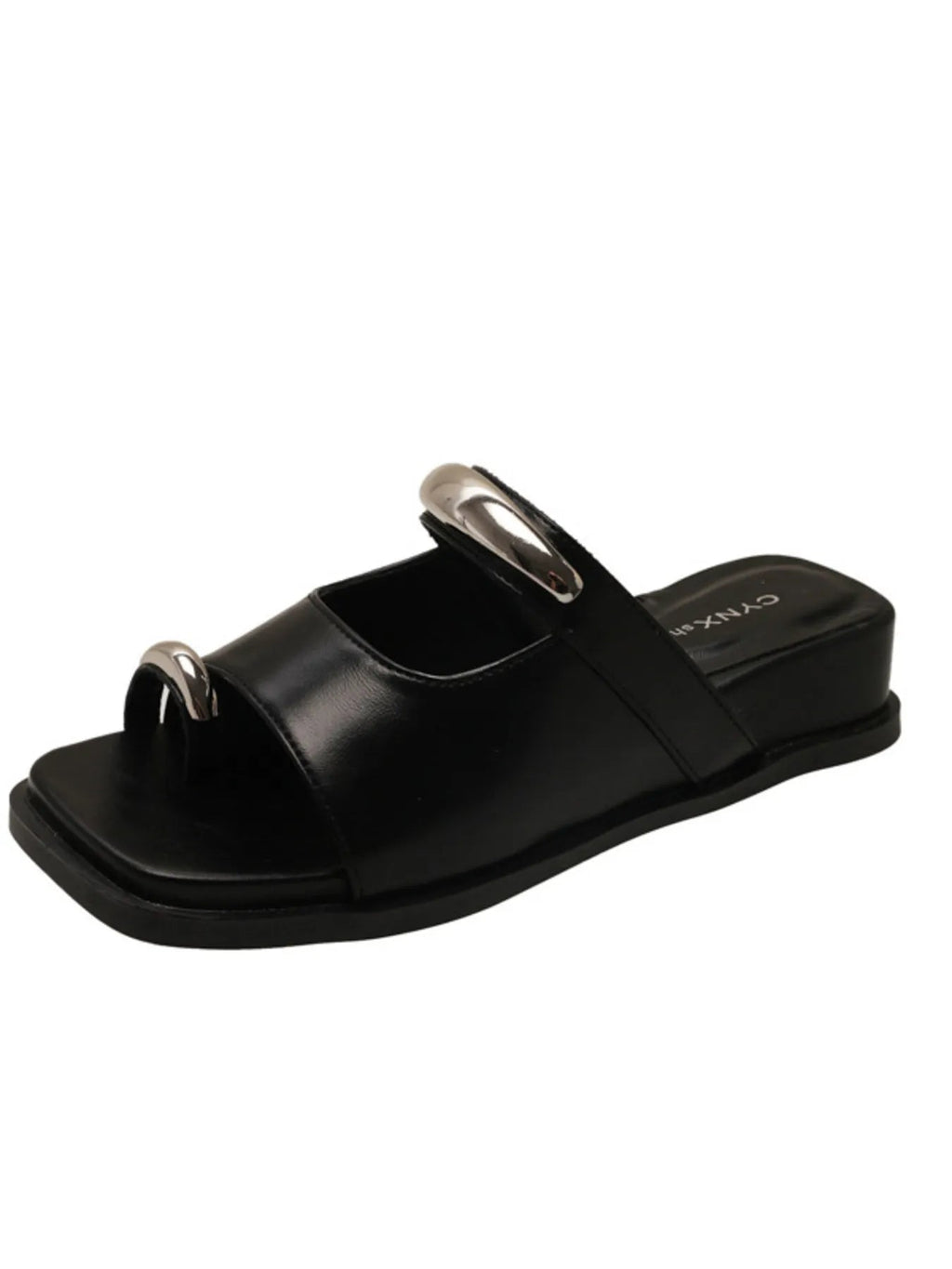 Women's toe-loop cutout platform sandals in comfortable PU leather with slides design, featuring stylish open-toe cutouts.