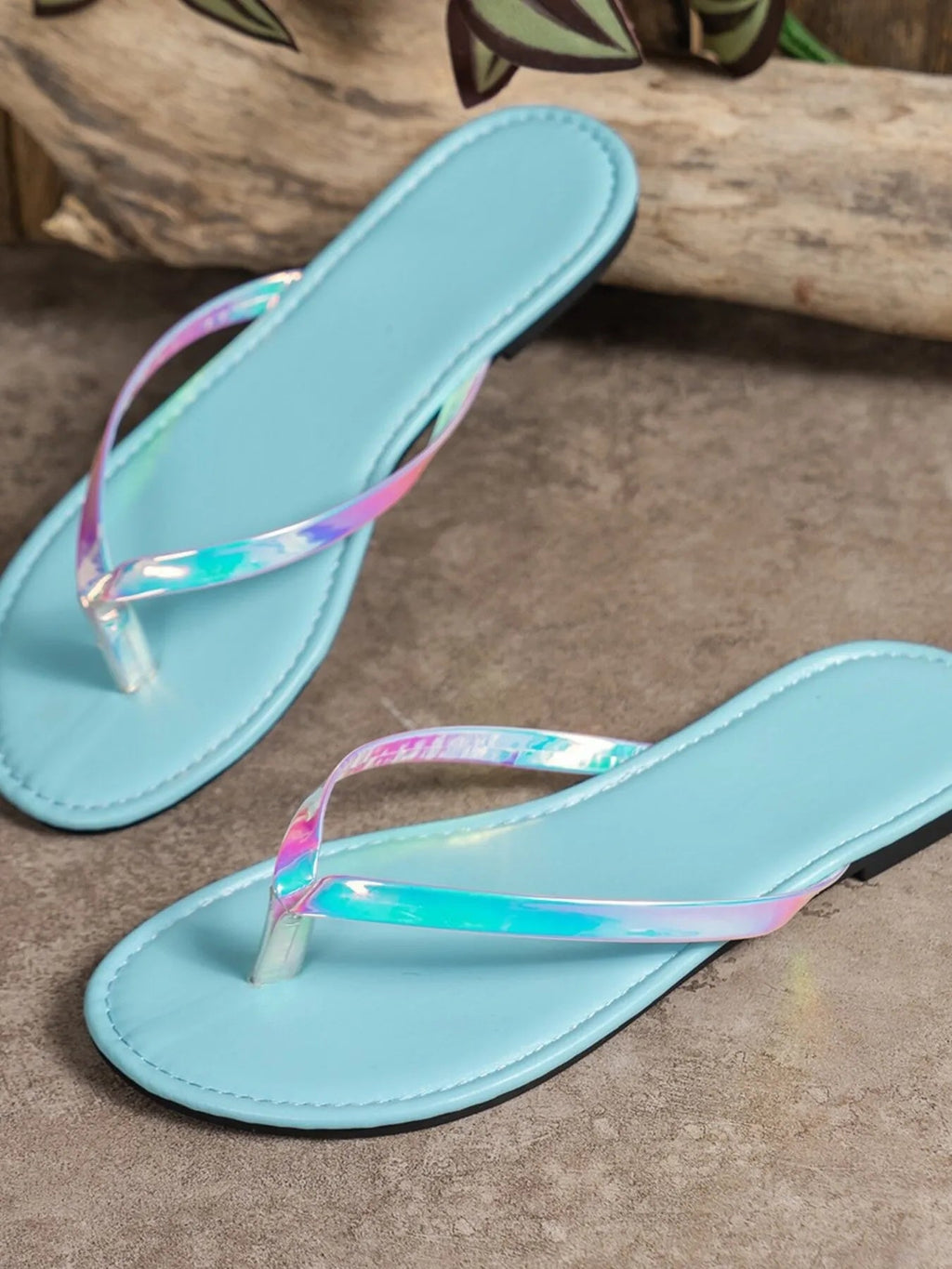 Women's chic PU leather toe post flat sandals, comfortable summer footwear by Trendsi, shown in a stylish, minimalist design.