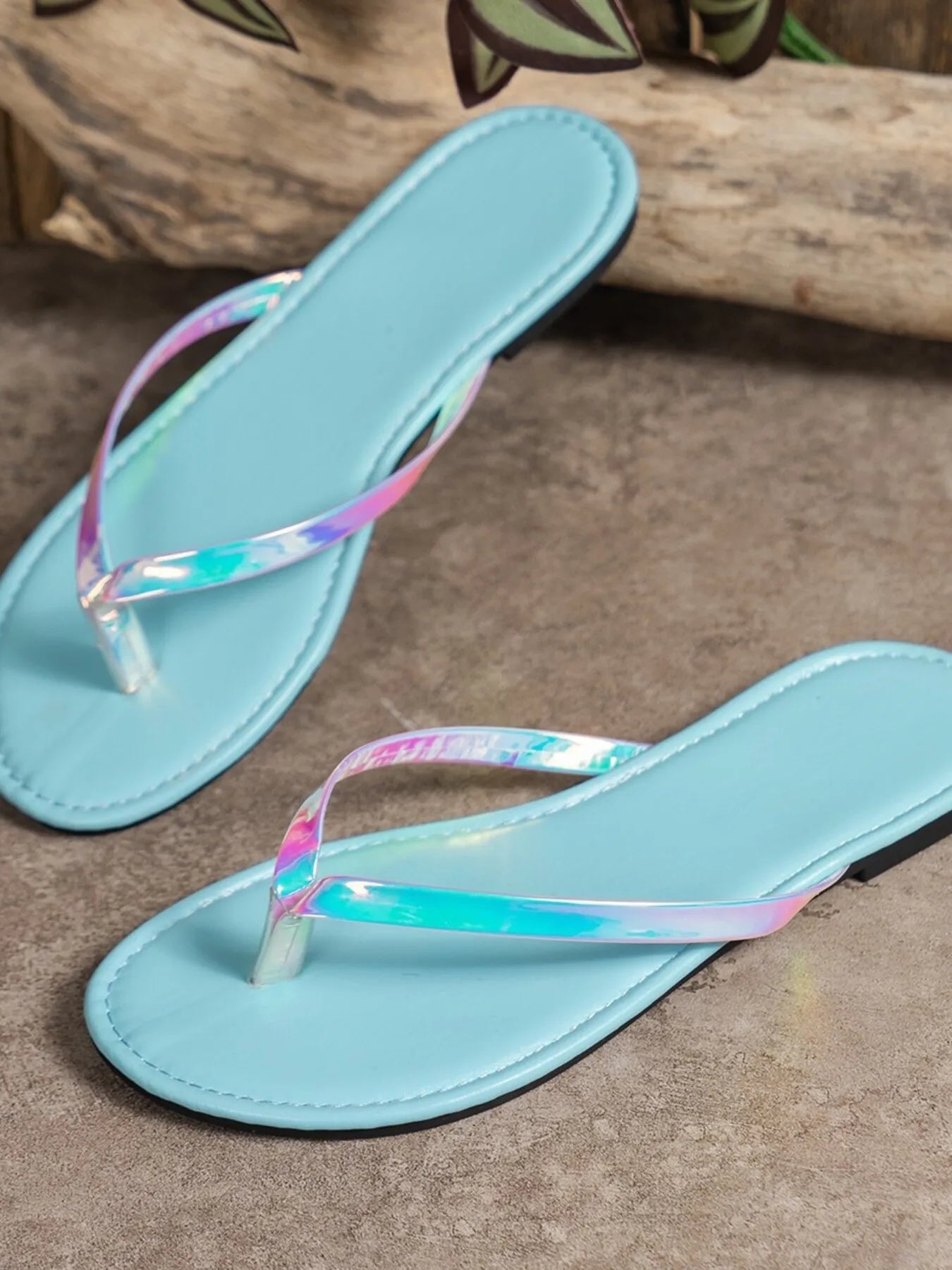 Women's chic PU leather toe post flat sandals, comfortable summer footwear by Trendsi, shown in a stylish, minimalist design.