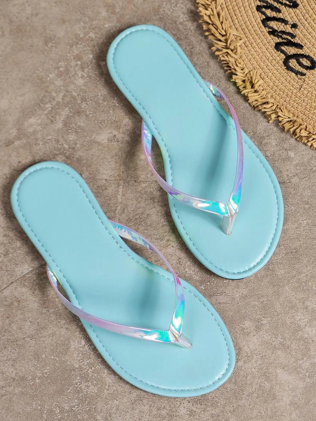 Women's chic PU leather toe post flat sandals by Trendsi, featuring comfortable summer footwear with stylish design and open toe style.