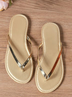 Women's chic PU leather toe post flat sandals with comfortable straps, perfect for stylish summer footwear.