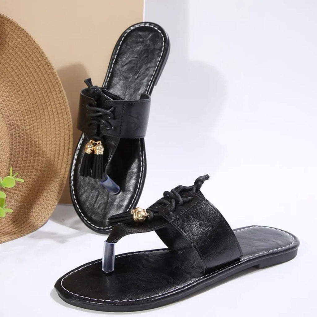 Women's PU leather toe post flat sandals with minimalist design, perfect for summer, from Trendsi.