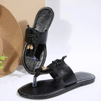 Women's PU leather toe post flat sandals with minimalist design, perfect for summer, from Trendsi.