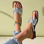 Women's minimalist toe post flat sandals by Trendsi featuring simple design and comfortable flat sole, ideal for casual wear.