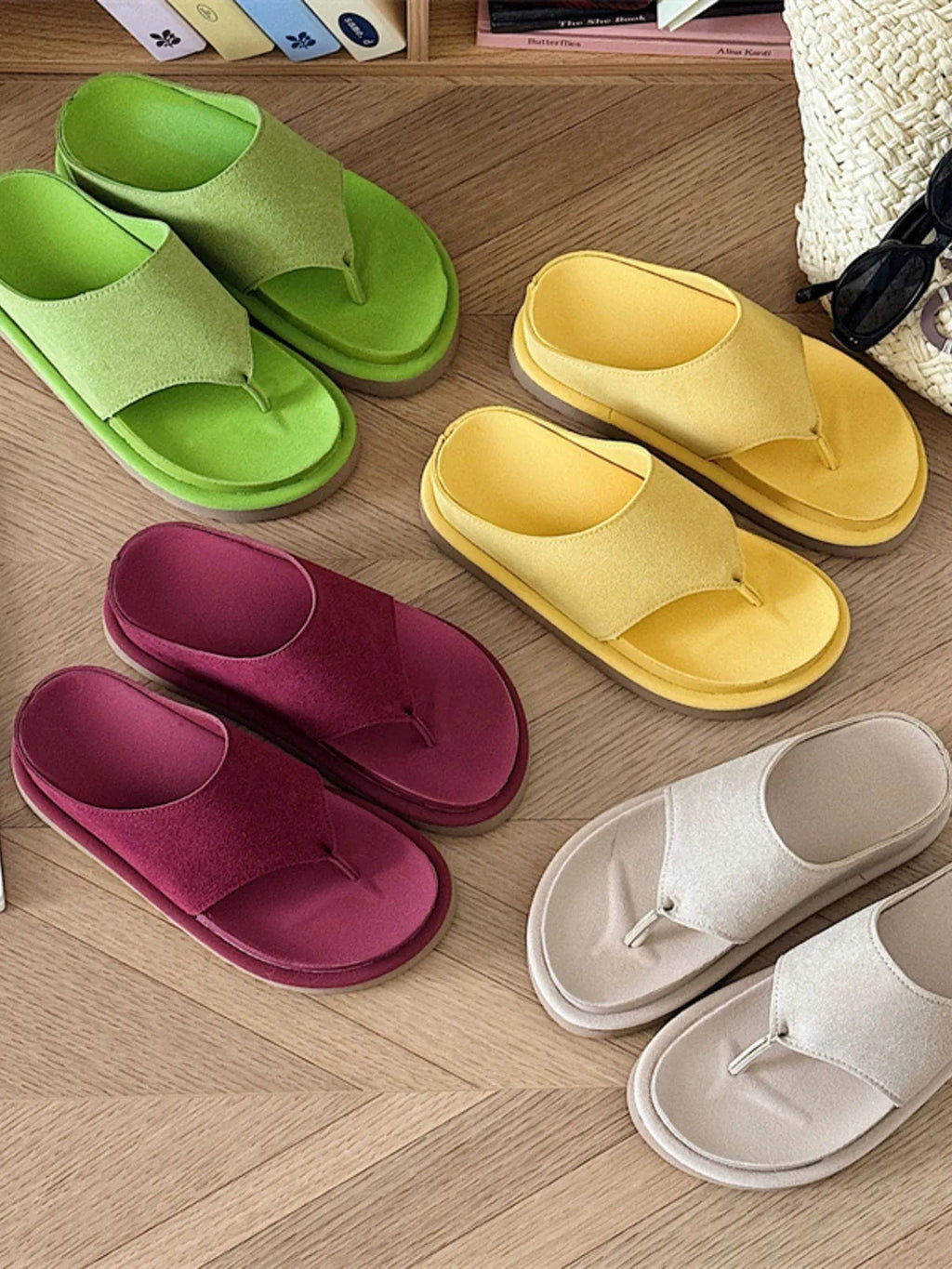Women's lightweight toe-post platform flat sandals by Trendsi, featuring comfortable design and summer-ready style.