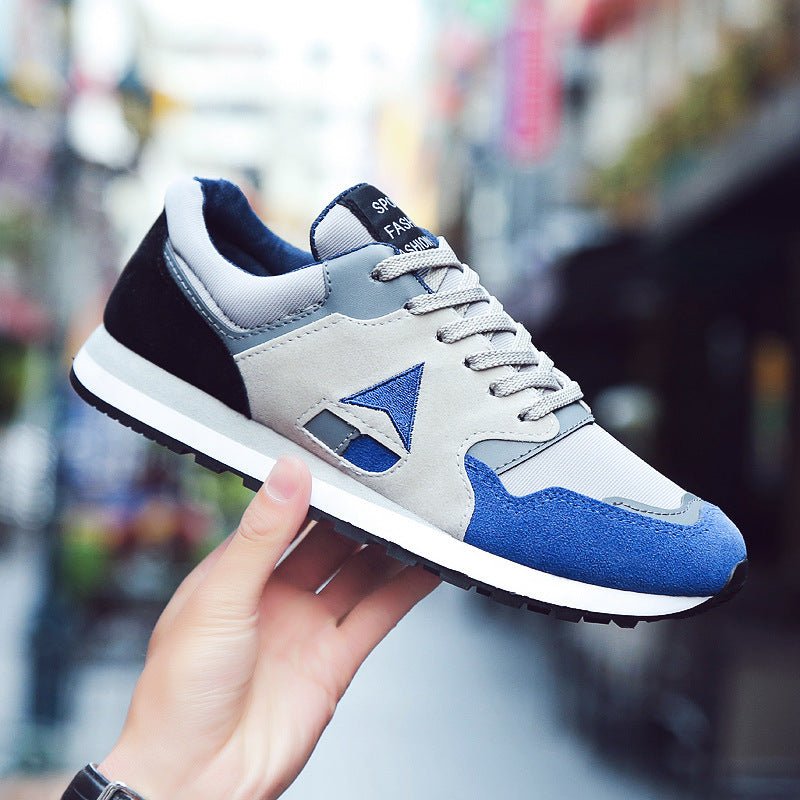 Trendy men's breathable sport casual running shoes in black with white soles, made by Plush Fashion Hub.
