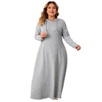 Plus size hooded A-line casual dress for women in autumn, featuring a comfortable fit and stylish design by Plush Fashion Hub.