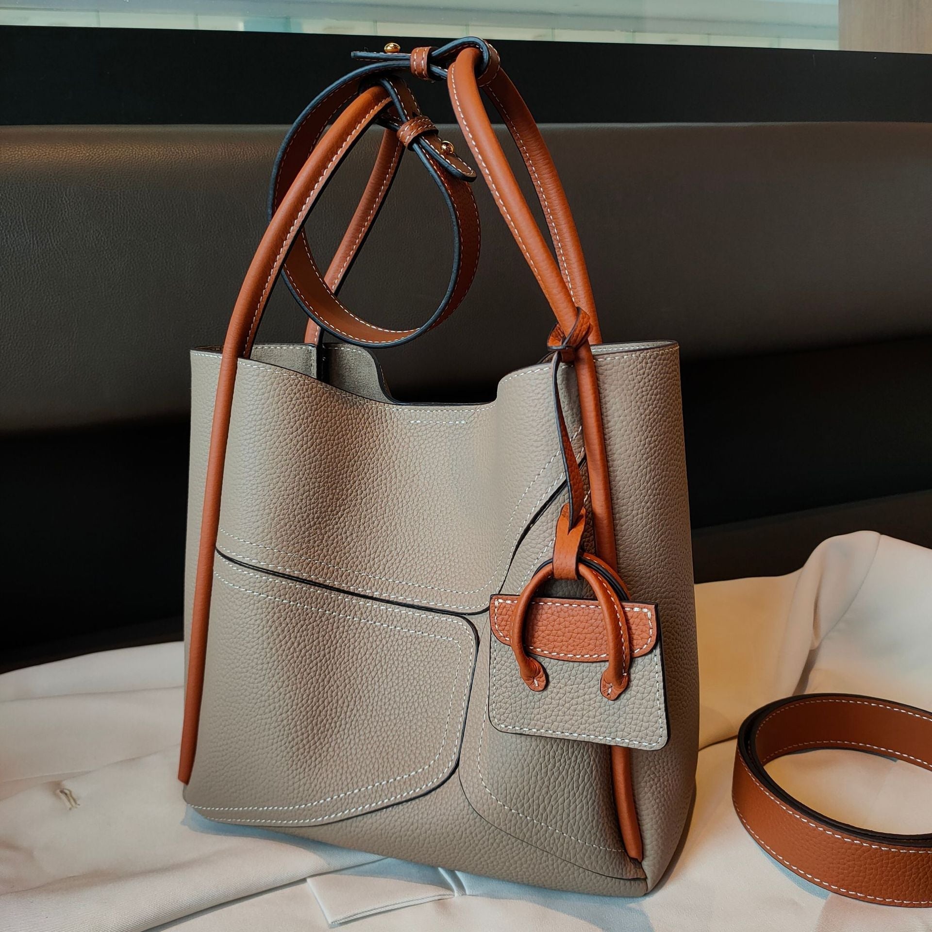 Contrast color basket underarm handbag by Plush Fashion Hub with shoulder and crossbody straps, stylish and versatile for daily use.