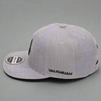 Unisex grey wool snapback hat by FitiqueFit featuring a classic curved brim and adjustable strap.