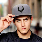 Unisex grey wool snapback hat by FitiqueFit featuring a classic curved brim and adjustable strap.