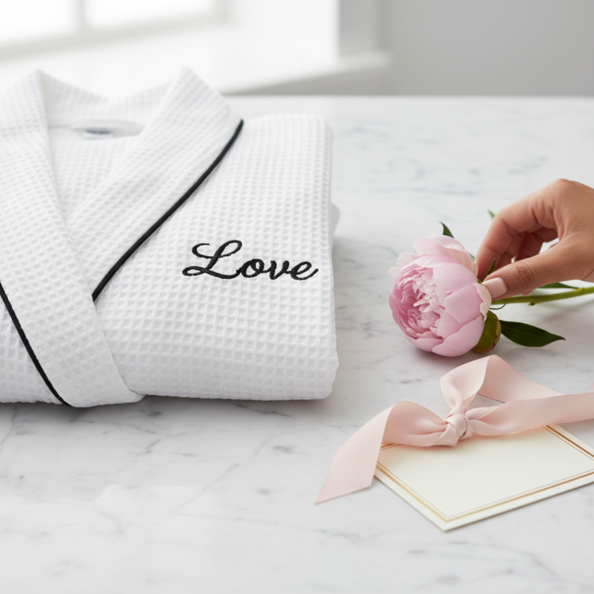 Women’s Waffle Piping Bathrobe – Lightweight Spa-Style Comfort - Plush Fashion Hub