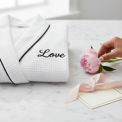 Women’s Waffle Piping Bathrobe – Lightweight Spa-Style Comfort - Plush Fashion Hub