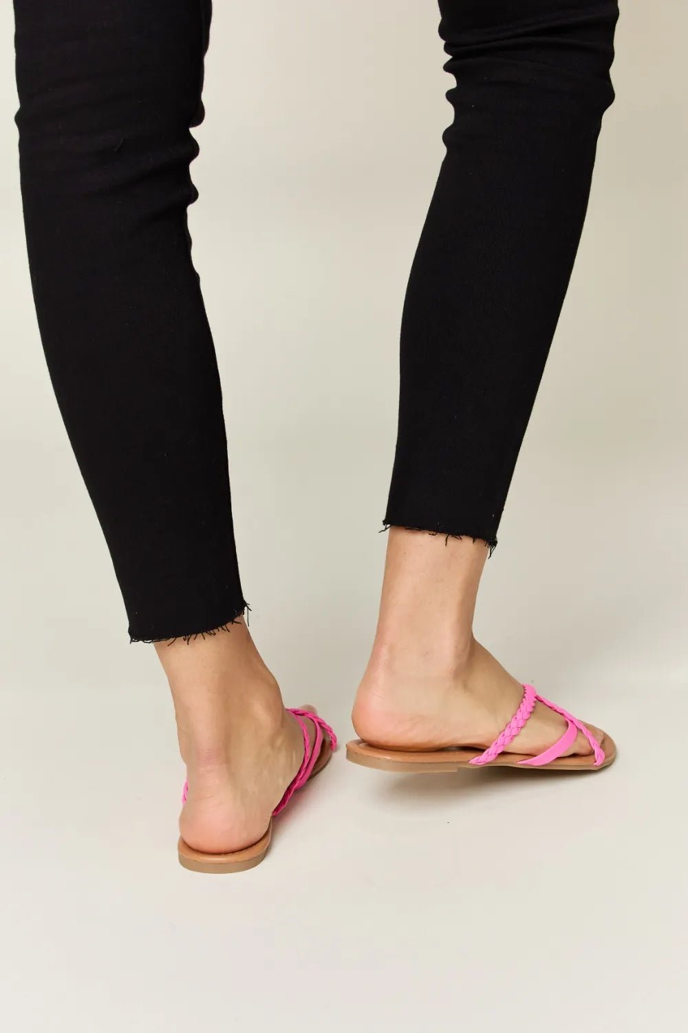 Women’s crisscross PU leather open toe sandals by Trendsi, stylish summer footwear with comfortable design and slip-on style.