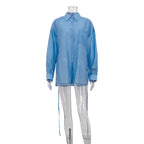 Women’s early autumn Bella Mia long sleeve polo collar Tencel shirt, loose fit, suitable for office and casual wear.