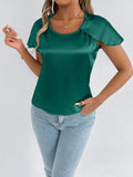 Women’s satin summer T-shirt by Bella Mia, short sleeve, high-end artificial silk top for a stylish, smooth look.