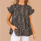 Bella Mia women's floral short sleeve swing shirt, small size, stylish women's top with a sweet floral pattern and casual fit.