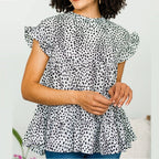 Bella Mia women's floral short sleeve swing shirt, small size, casual women's top with a feminine design and comfortable fit.