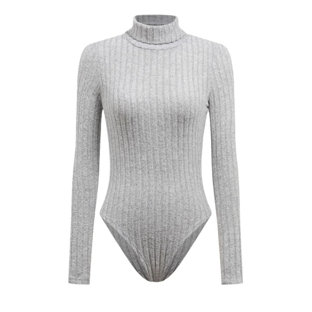 Women wearing Bella Mia knitted long sleeve turtleneck slim fit jumpsuit, showcasing its stylish and cozy design.