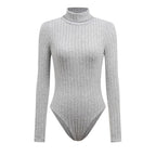 Women wearing Bella Mia knitted long sleeve turtleneck slim fit jumpsuit, showcasing its stylish and cozy design.