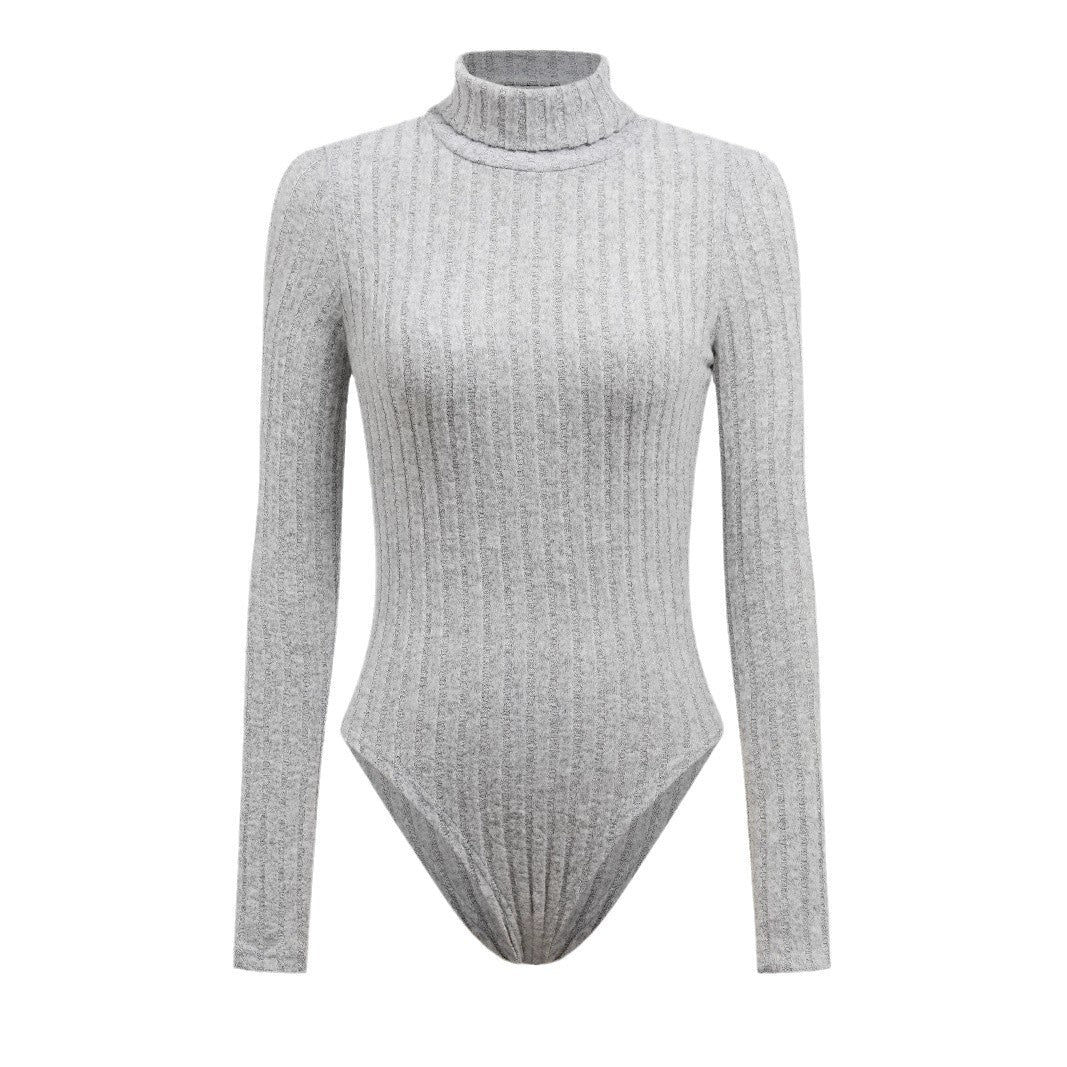 Women wearing Bella Mia knitted long sleeve turtleneck slim fit jumpsuit, showcasing its stylish and cozy design.