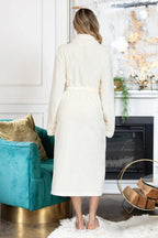 Women’s ultra soft plush bathrobe from Plush Fashion Hub, cozy and comfortable loungewear for relaxing at home.