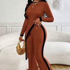 Women’s casual asymmetrical top and pants set by Plush Fashion Hub, featuring stylish, comfortable matching outfit for everyday wear.