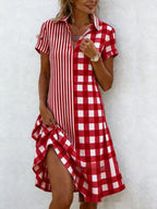 Women's bohemian V-neck short-sleeve maxi dress with 3D printed pattern, casualwear style by Plush Fashion Hub