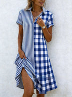 Women's bohemian 3D printed V-neck short-sleeve maxi dress by Plush Fashion Hub, casualwear with colorful floral patterns.
