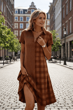 Women’s bohemian 3D printed V-neck short-sleeve maxi dress by Plush Fashion Hub, flowing casualwear with vibrant pattern.