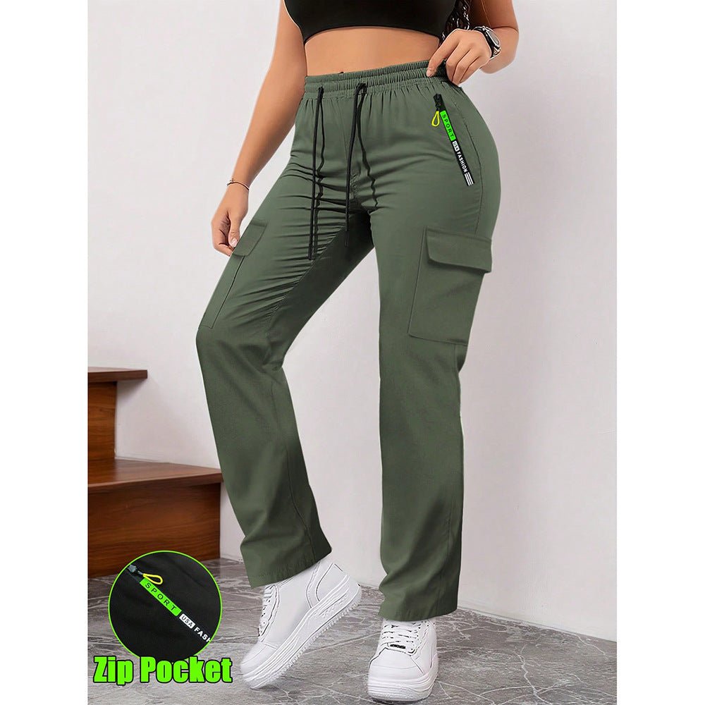 Women’s casual retro pants with large pockets by Plush Fashion Hub, featuring a relaxed fit and stylish design.